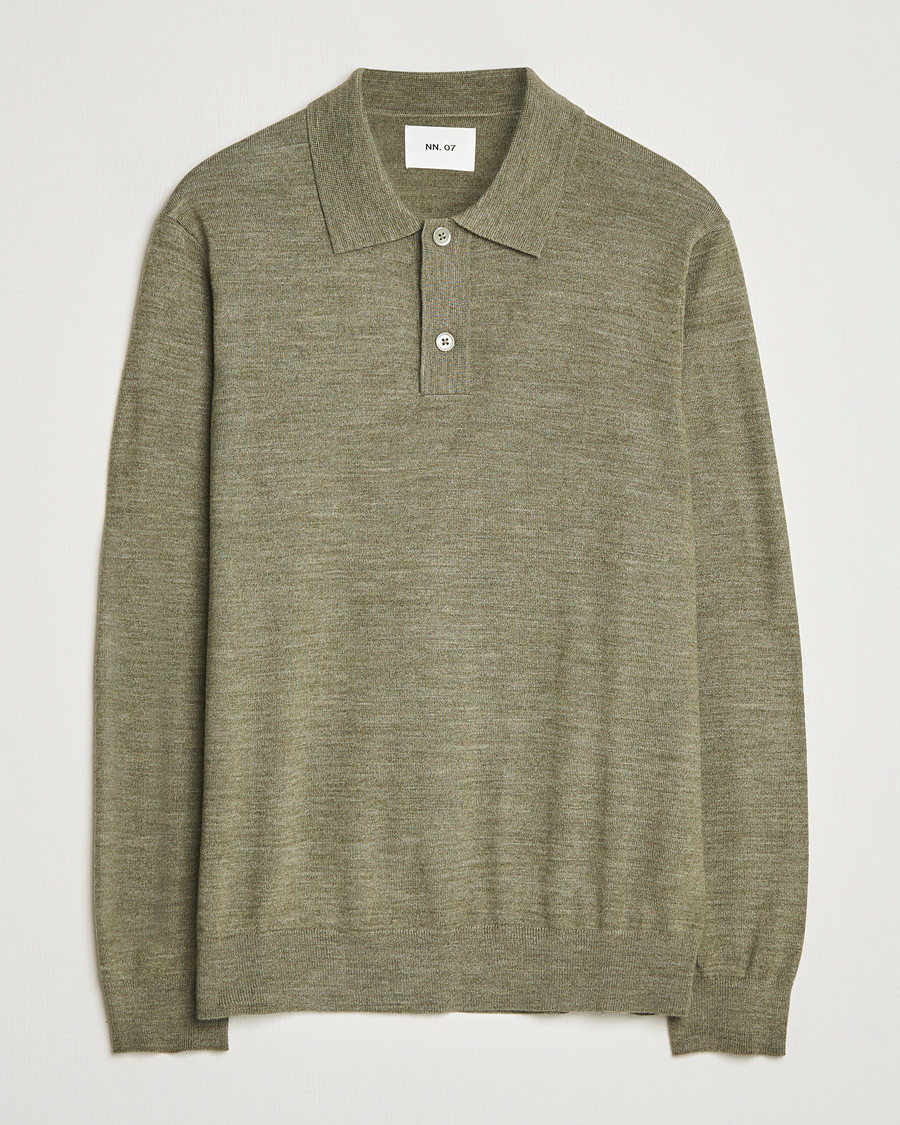Heren | Truien | NN07 | Serge Wool Knitted Polo Capers Green