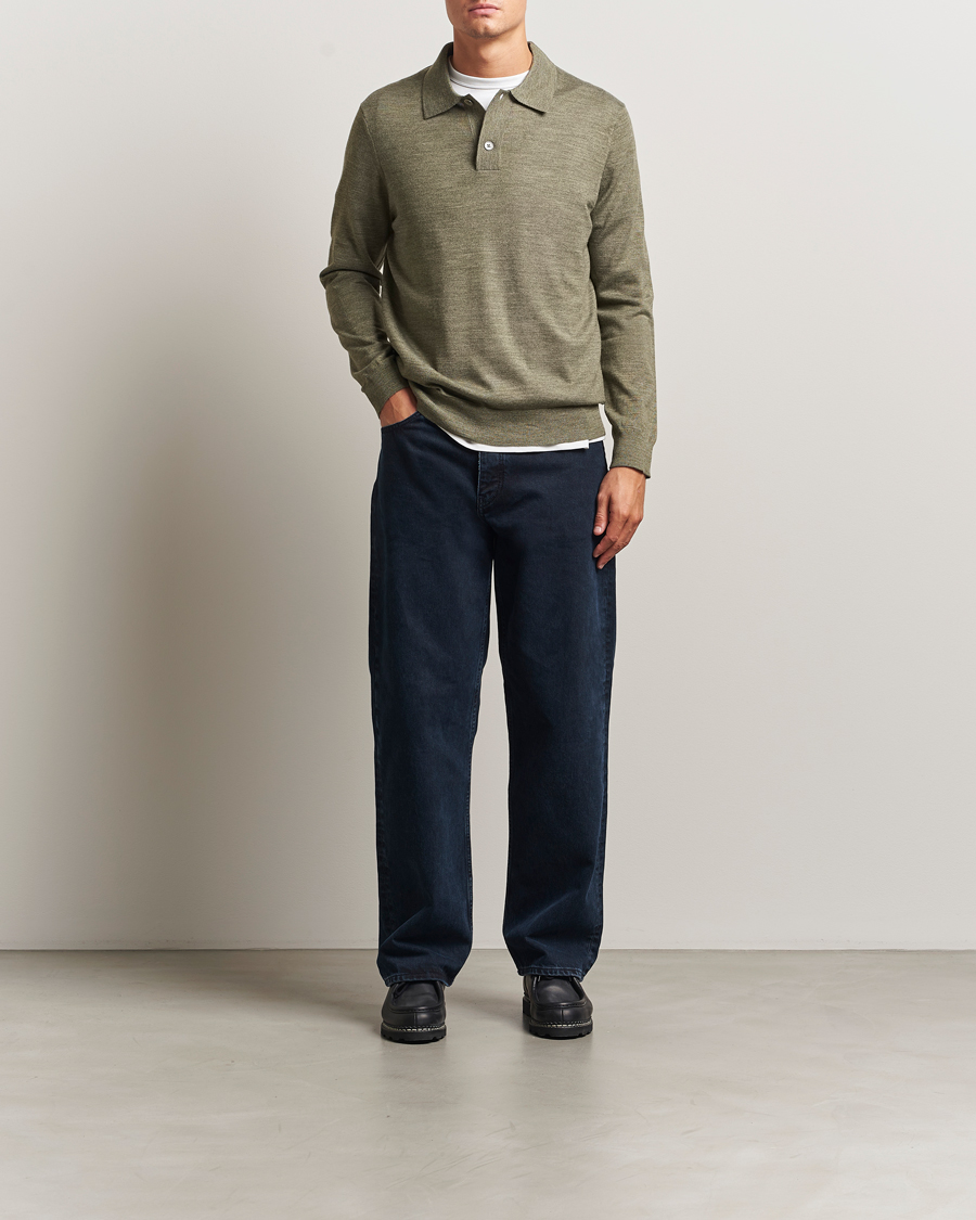 Heren | Truien | NN07 | Serge Wool Knitted Polo Capers Green