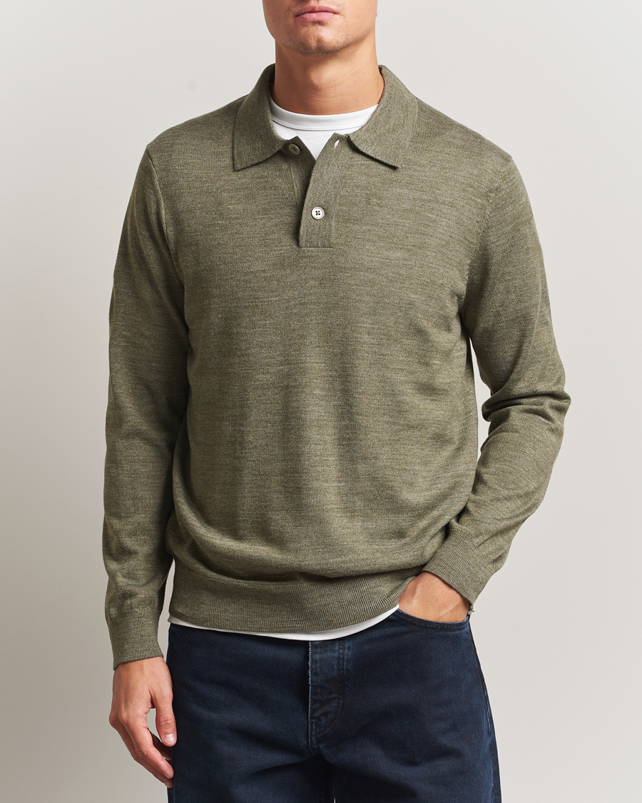 Heren | Truien | NN07 | Serge Wool Knitted Polo Capers Green