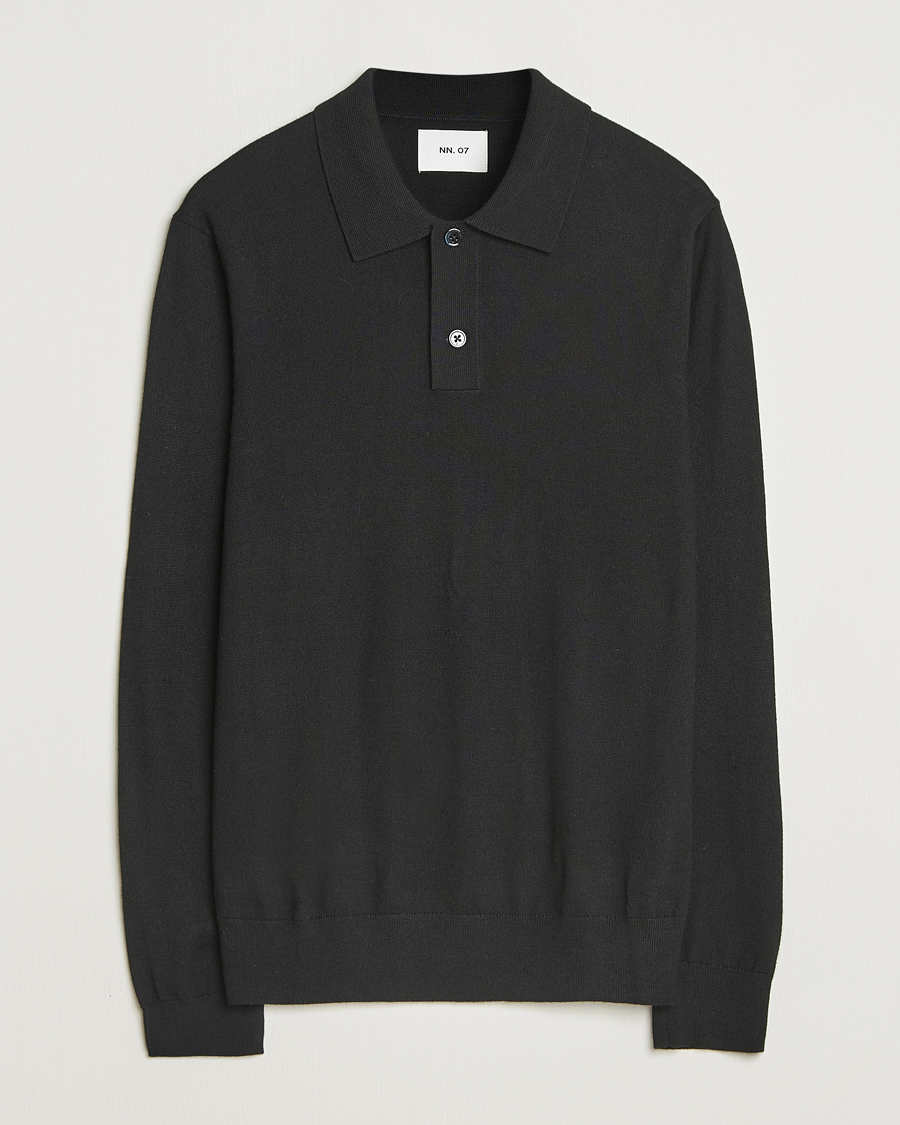 Heren | Truien | NN07 | Serge Wool Knitted Polo Black