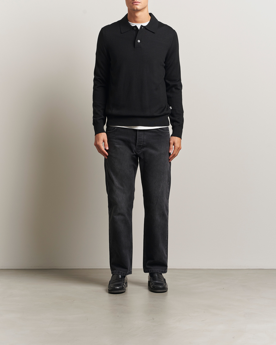 Heren | Truien | NN07 | Serge Wool Knitted Polo Black
