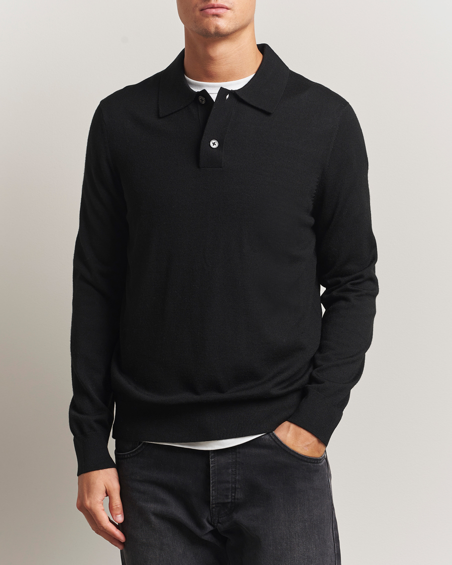 Heren | Truien | NN07 | Serge Wool Knitted Polo Black