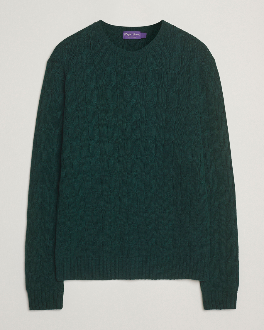 Heren | Truien | Ralph Lauren Purple Label | Cashmere Cable Sweater Moss Agate