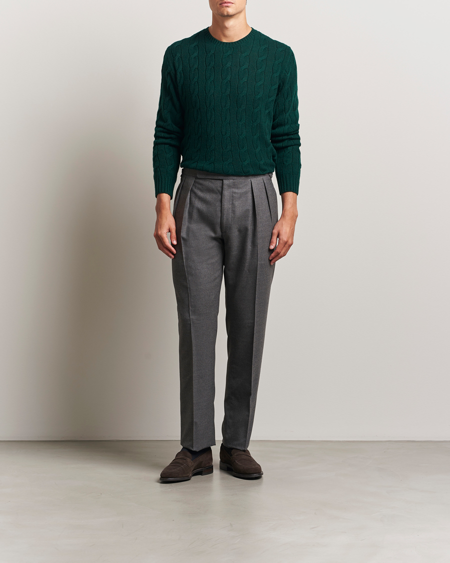 Heren | Truien | Ralph Lauren Purple Label | Cashmere Cable Sweater Moss Agate
