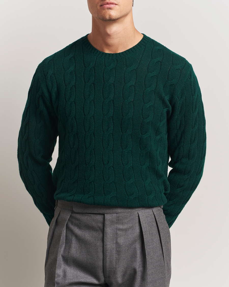 Heren | Truien | Ralph Lauren Purple Label | Cashmere Cable Sweater Moss Agate