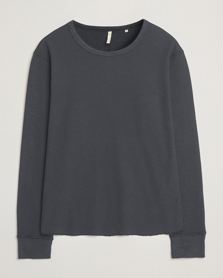 Heren | T-shirts | Sunflower | Long Sleeve Waffle T-Shirt Washed Black