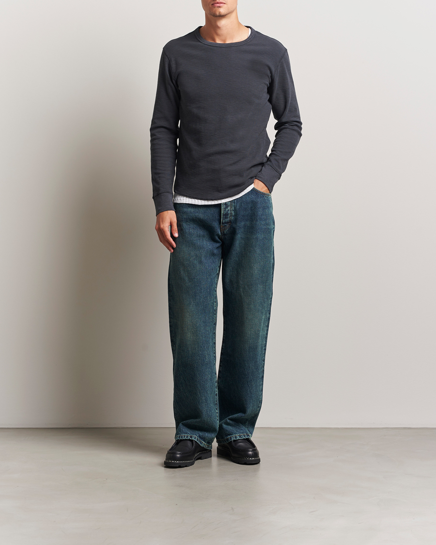 Heren | T-shirts | Sunflower | Long Sleeve Waffle T-Shirt Washed Black