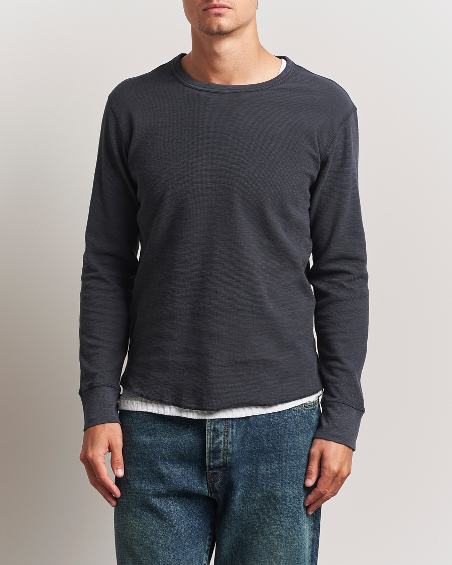 Heren | T-shirts | Sunflower | Long Sleeve Waffle T-Shirt Washed Black