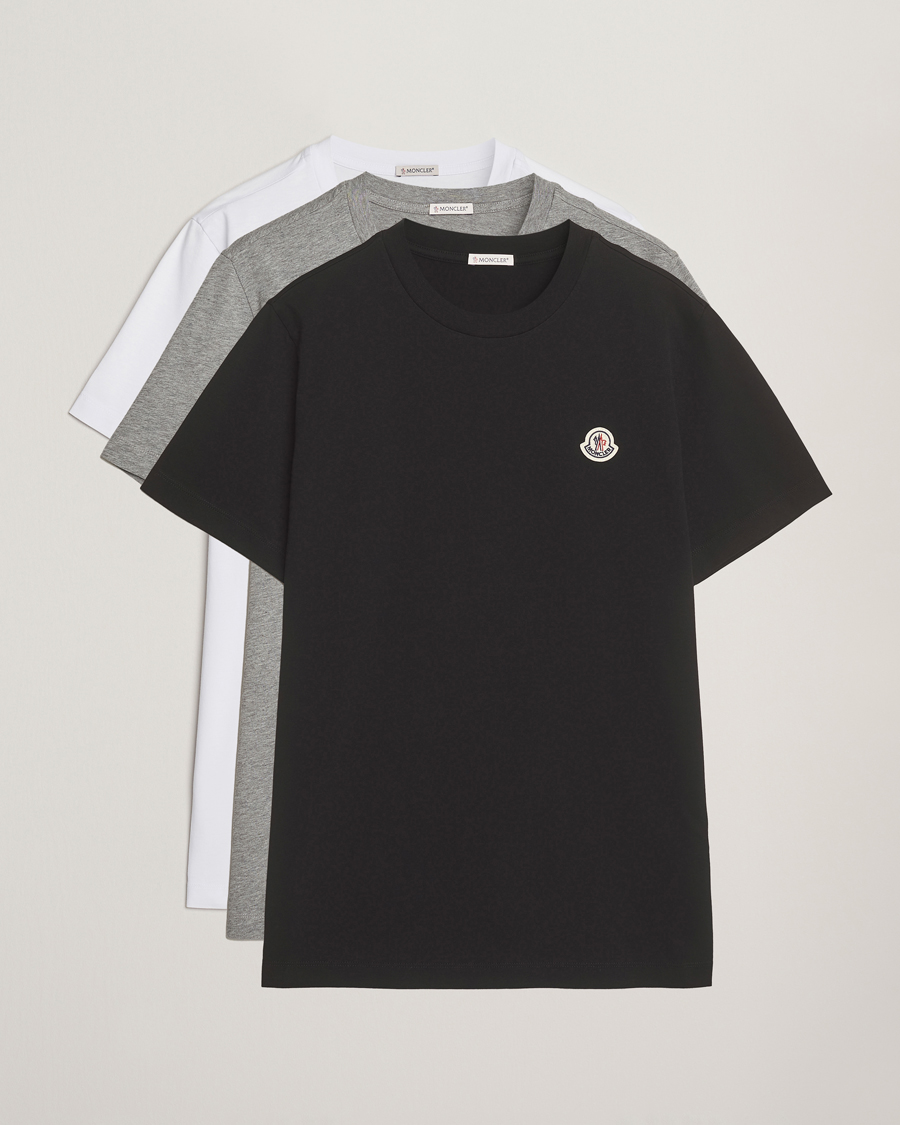 Heren | T-shirts | Moncler | 3-Pack Logo T-Shirt Grey/White/Black