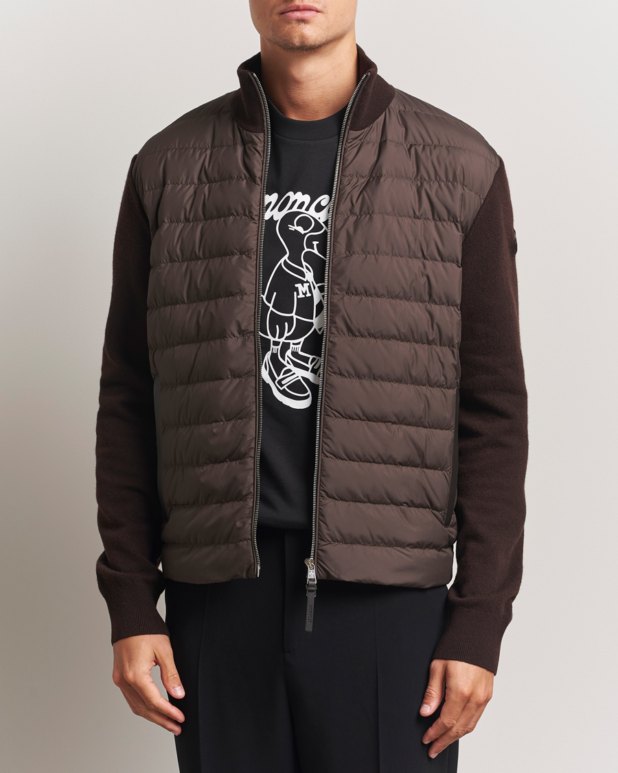 Heren | Truien | Moncler | Full Zip Padded Cardigan Brown