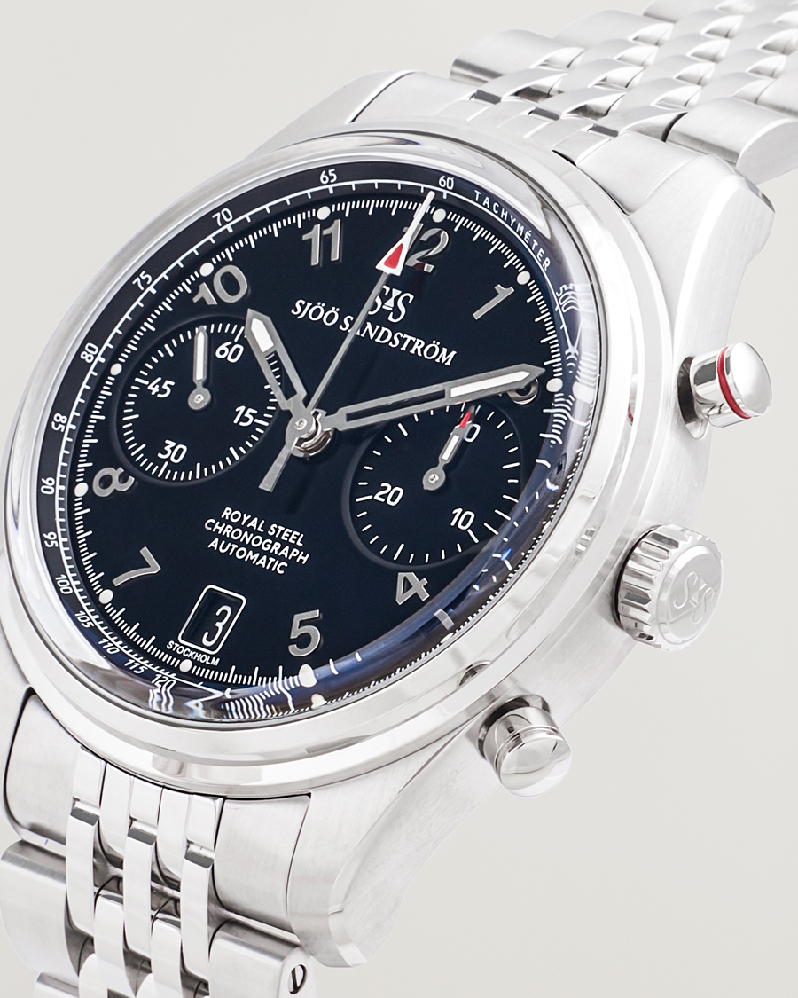 Heren | Sjöö Sandström Royal Steel Chronograph 40mm Black Dial | Sjöö Sandström | Royal Steel Chronograph 40mm Black Dial