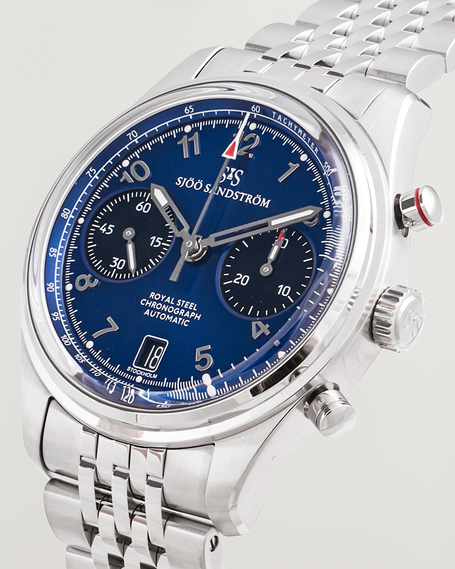 Heren | Sjöö Sandström Royal Steel Chronograph 40mm Blue Dial | Sjöö Sandström | Royal Steel Chronograph 40mm Blue Dial