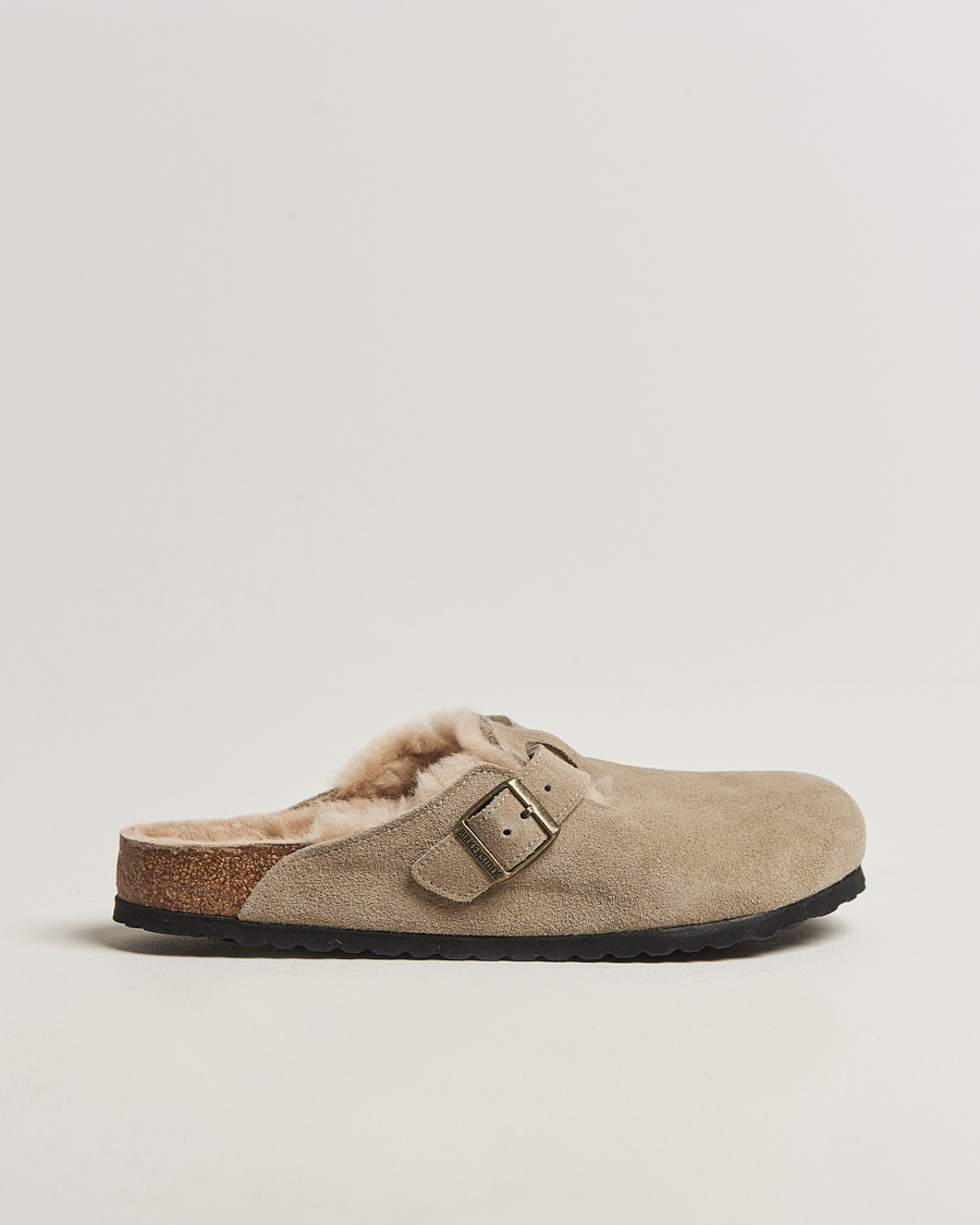 Heren | Sandalen slides | BIRKENSTOCK | Boston Shearling Taupe Suede