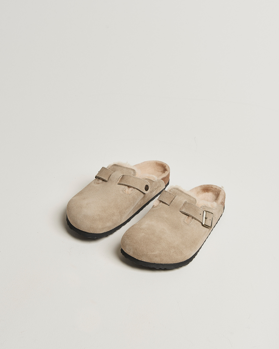 Heren | Sandalen slides | BIRKENSTOCK | Boston Shearling Taupe Suede