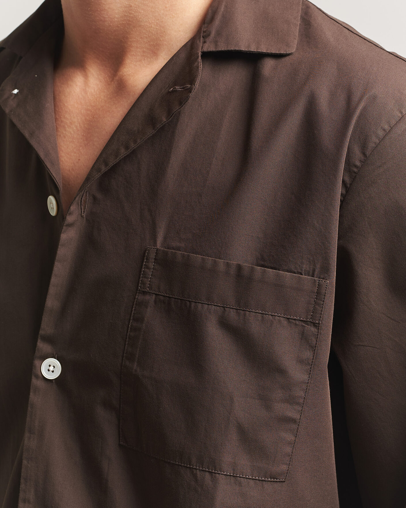 Heren | Pyjama's en gewaden | Tekla | Poplin Pyjama Shirt Coffee