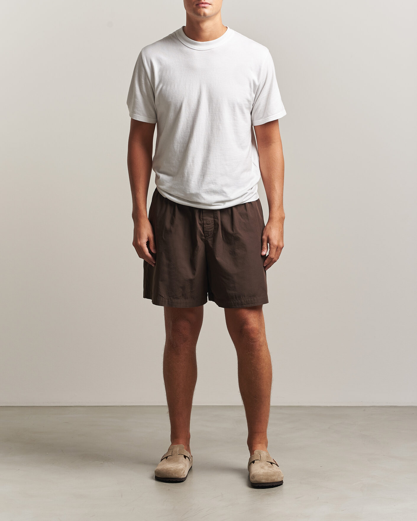 Heren | Pyjama's en gewaden | Tekla | Poplin Pyjama Shorts Coffee