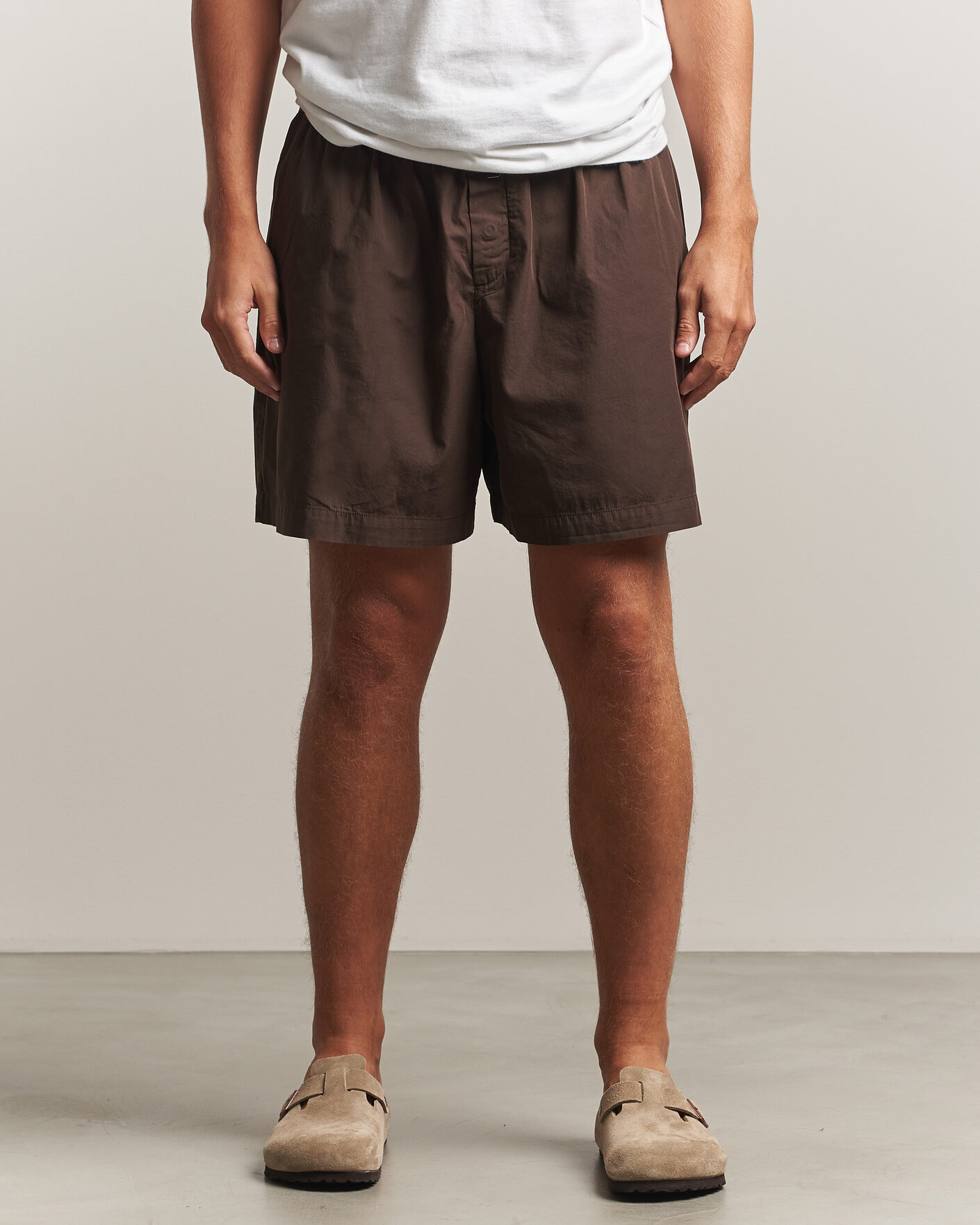 Heren | Pyjama's en gewaden | Tekla | Poplin Pyjama Shorts Coffee