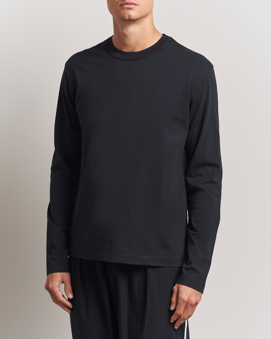 Heren | T-shirts | Tekla | Organic Cotton Long Sleeve T-Shirt Black