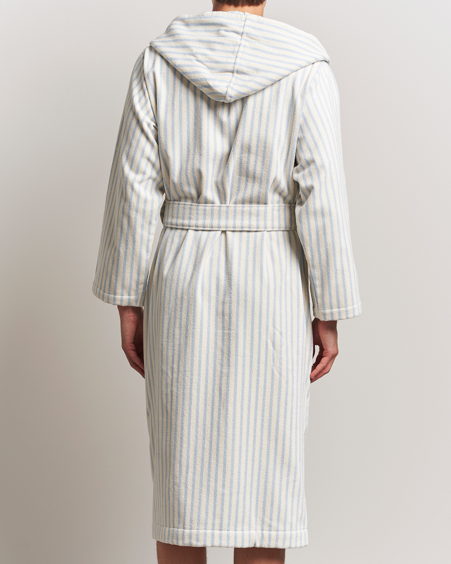 Heren | Pyjama's en gewaden | Tekla | Organic Terry Hooded Bathrobe Soft Blue Stripes