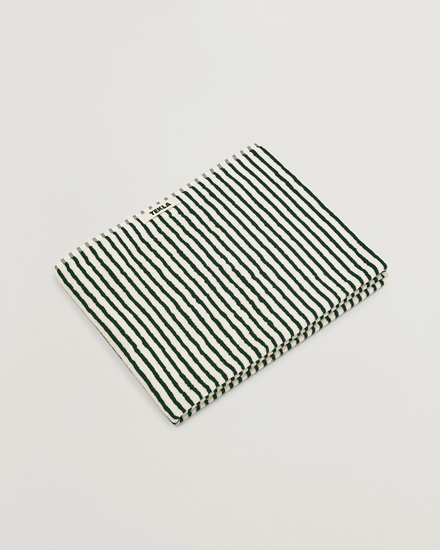 Heren | Tekla Organic Terry Bath Towel Racing Green Stripes | Tekla | Organic Terry Bath Towel Racing Green Stripes