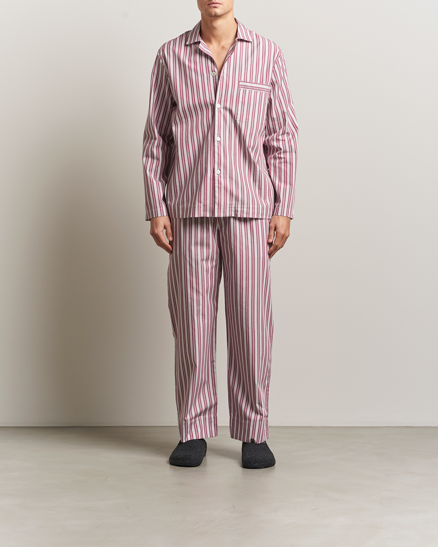 Heren | Pyjama's en gewaden | Tekla | Poplin Pyjama Shirt Rhubarb Stripes