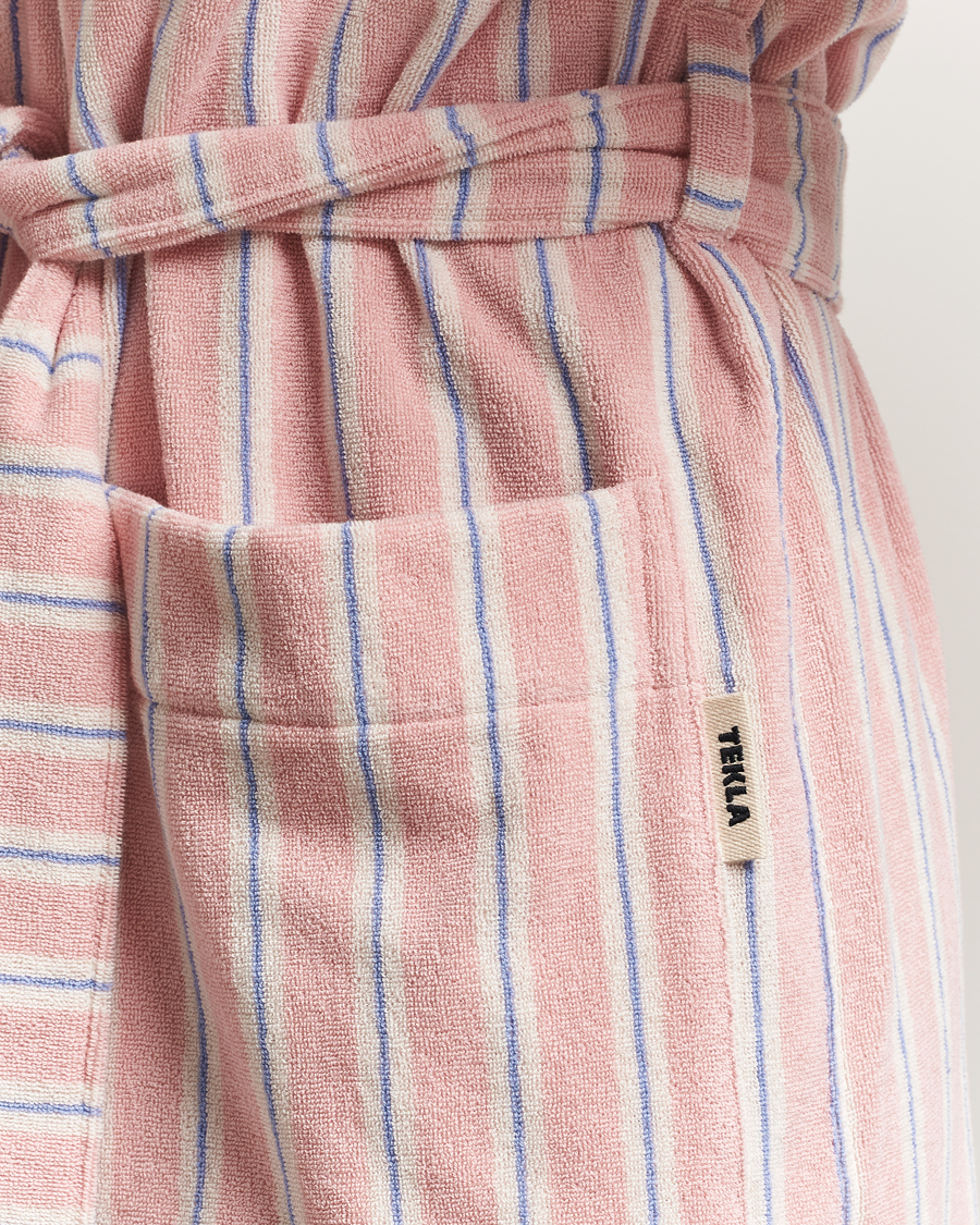 Heren | Pyjama's en gewaden | Tekla | Organic Terry Hooded Bathrobe Candy Stripes