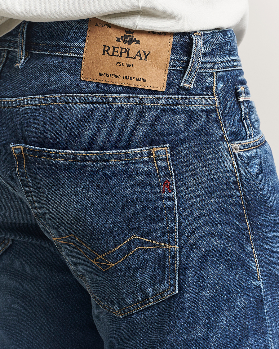 Heren | Jeans | Replay | Grover Straight Fit Rigid Jeans Medium Blue