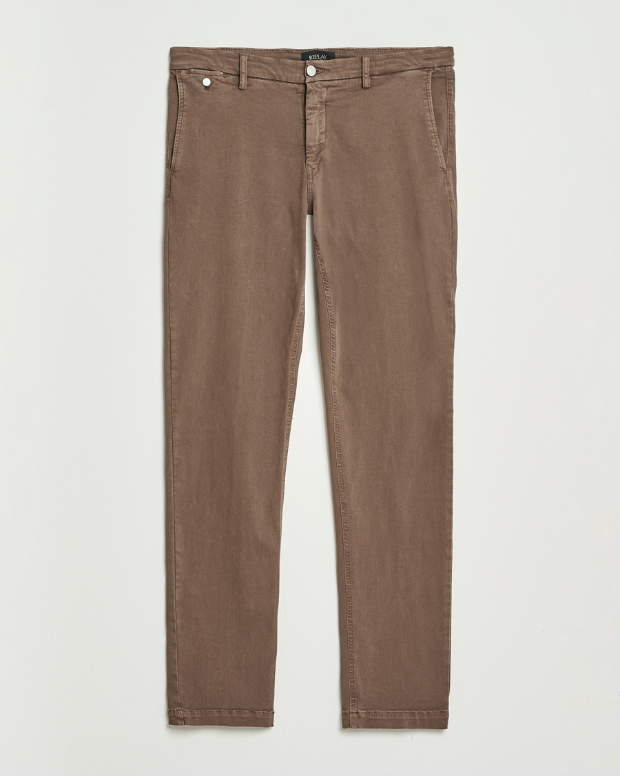 Heren | Broeken | Replay | Benni Hyperflex X-Lite Chinos Brown