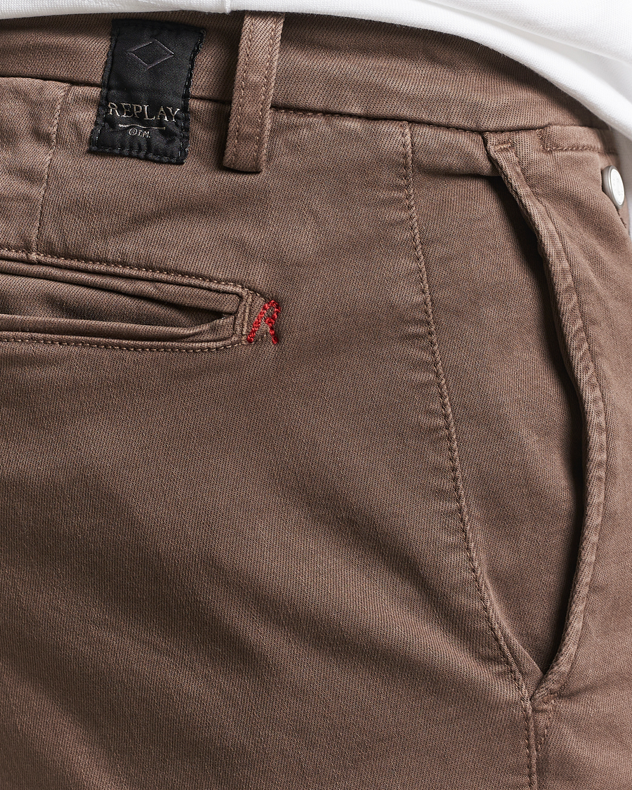 Heren | Broeken | Replay | Benni Hyperflex X-Lite Chinos Brown
