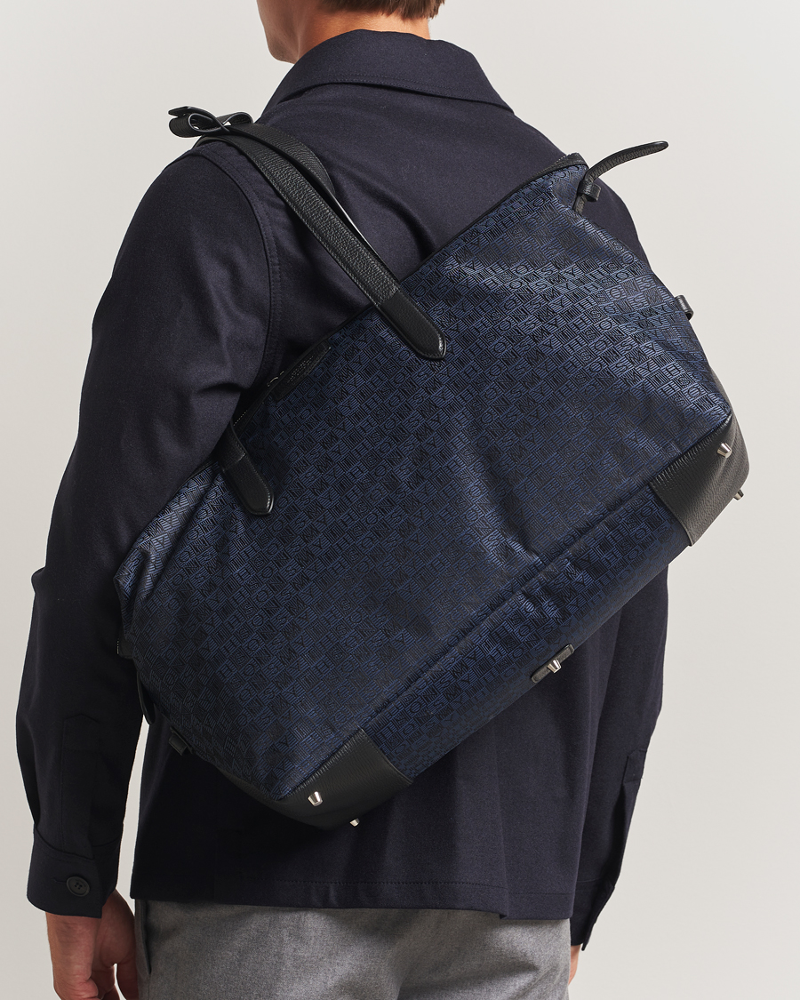Heren | Tassen | Smythson | Canvas Stamp Small Travel Bag Navy