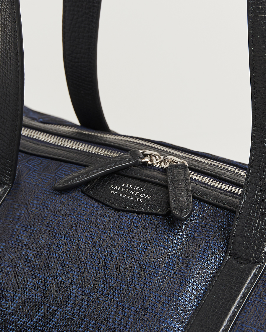 Heren | Tassen | Smythson | Canvas Stamp Small Travel Bag Navy