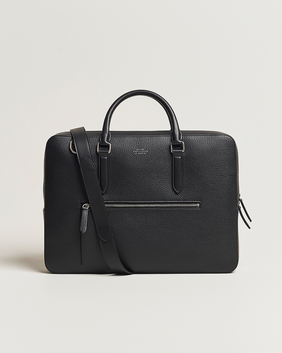 Heren | Tassen | Smythson | Ludlow Slim Briefcase With Zip Front Black