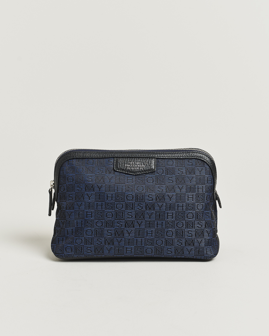 Heren | Smythson Canvas Stamp Travel Pouch Navy | Smythson | Canvas Stamp Travel Pouch Navy