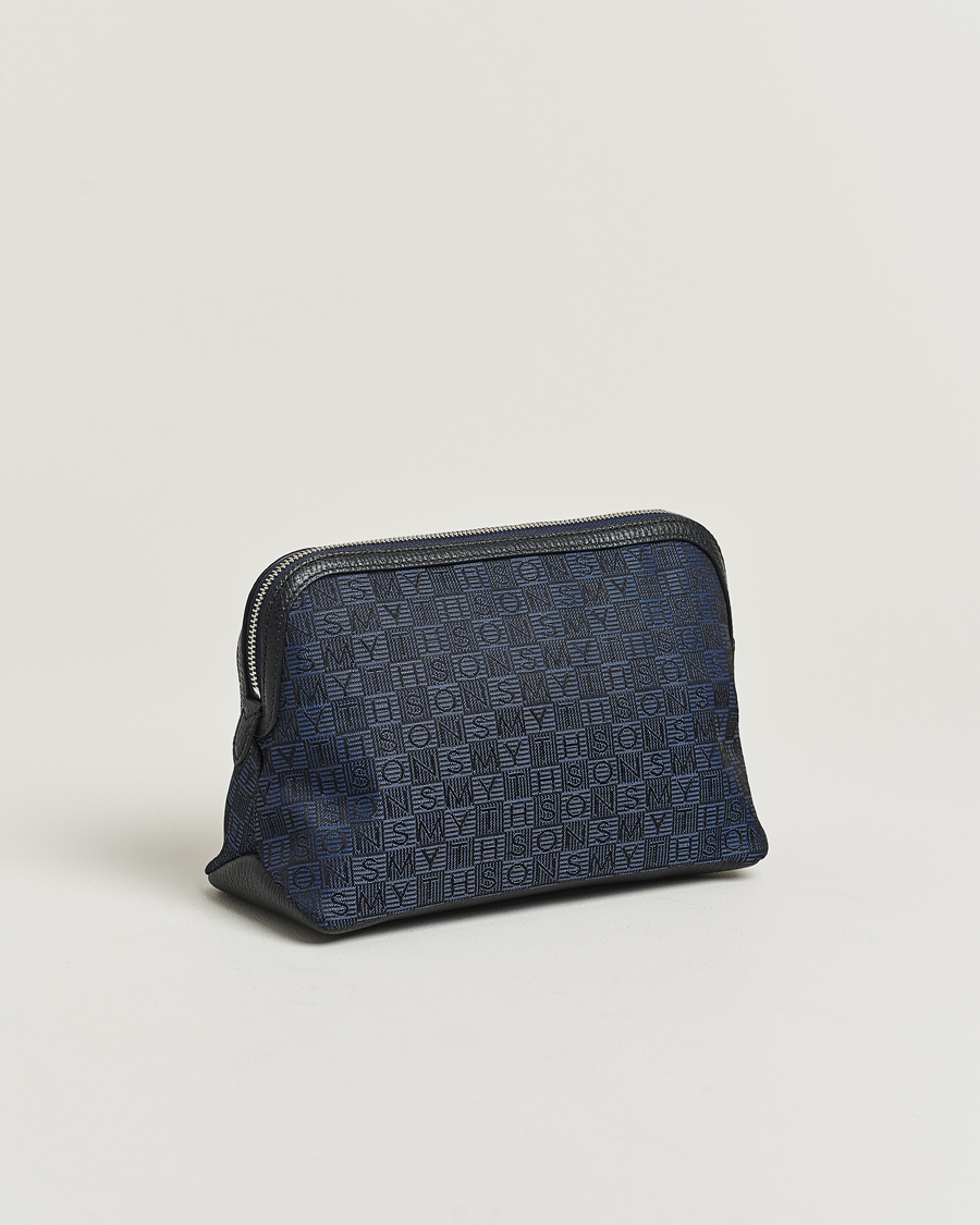 Heren | Smythson Canvas Stamp Travel Pouch Navy | Smythson | Canvas Stamp Travel Pouch Navy