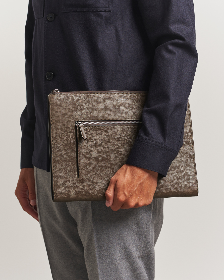 Heren | Tassen | Smythson | Ludlow Small Laptop Case With Dark Olive