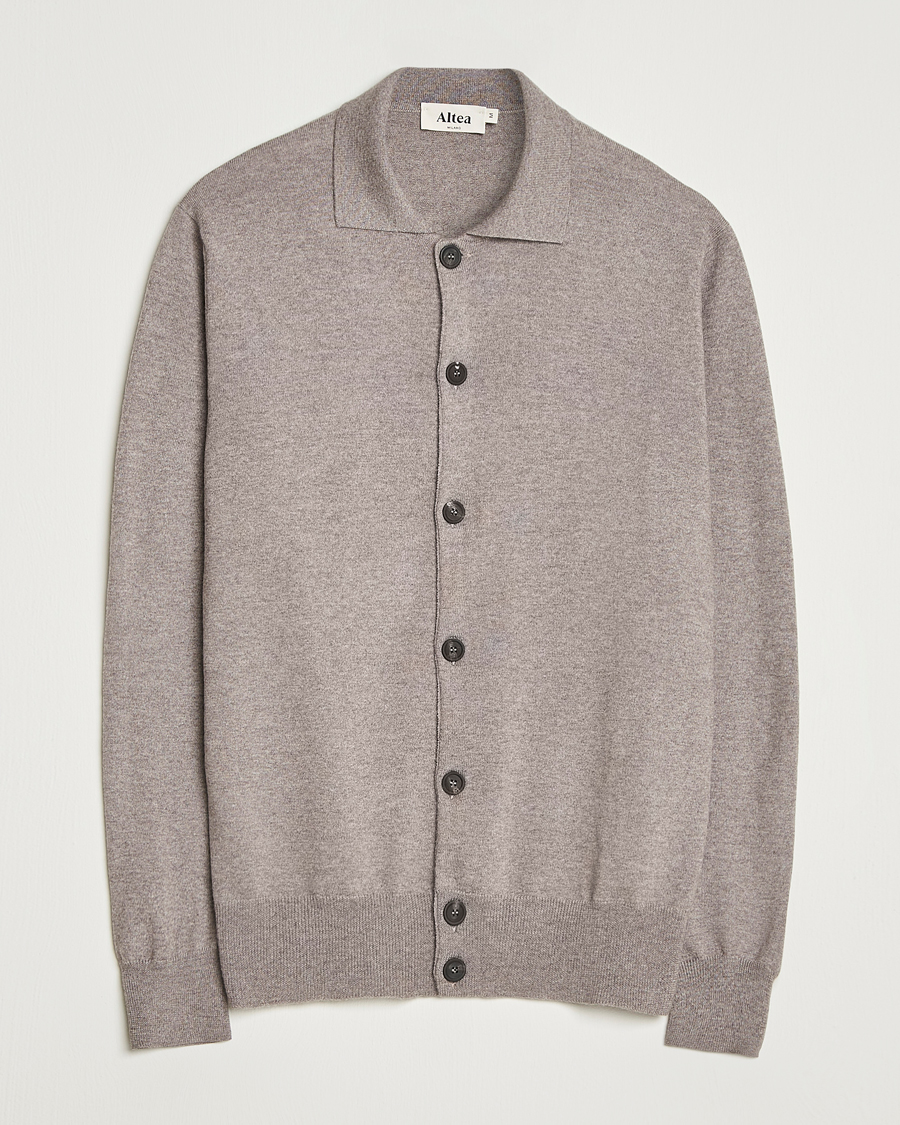 Heren | Truien | Altea | Merino Wool Cardigan Taupe