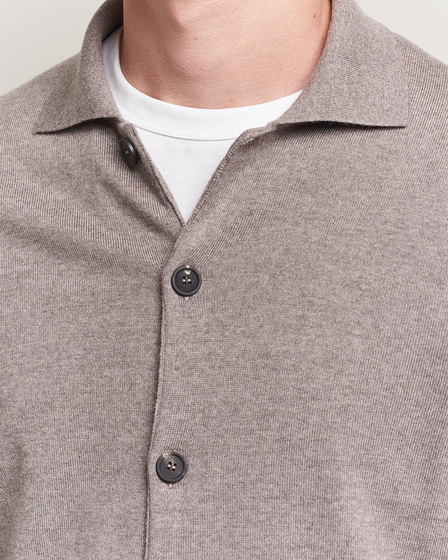 Heren | Truien | Altea | Merino Wool Cardigan Taupe