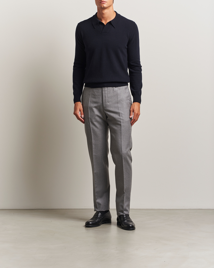 Heren | Truien | Altea | Knitted Long Sleeve Polo Navy