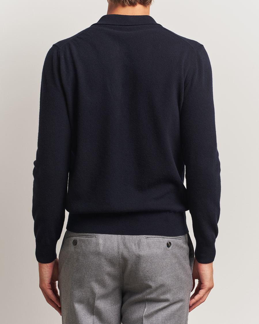 Heren | Truien | Altea | Knitted Long Sleeve Polo Navy