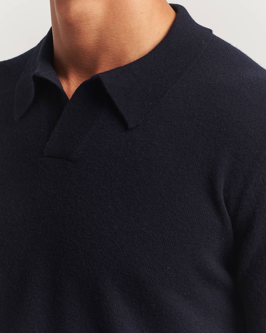 Heren | Truien | Altea | Knitted Long Sleeve Polo Navy