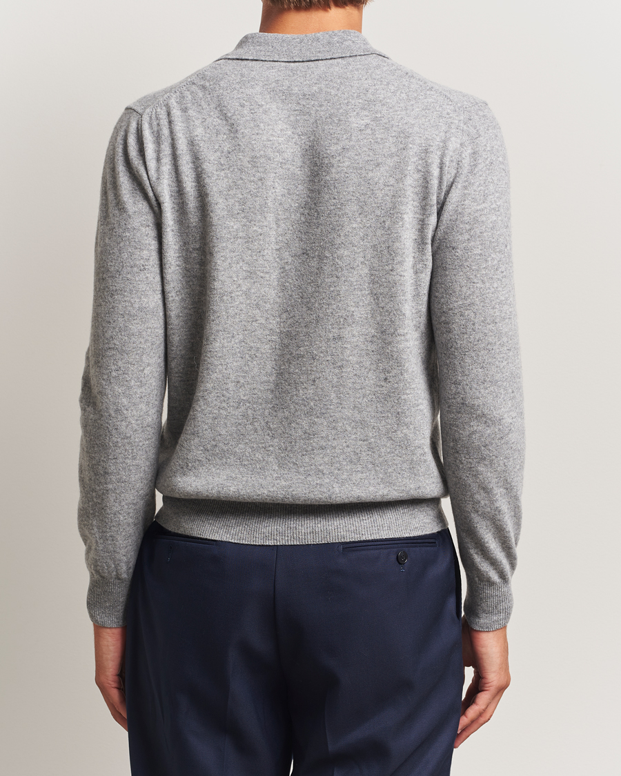 Heren | Truien | Altea | Knitted Long Sleeve Polo Grey Melange
