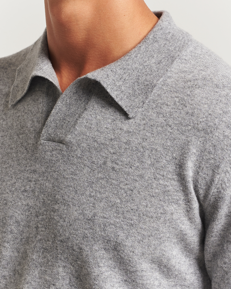 Heren | Truien | Altea | Knitted Long Sleeve Polo Grey Melange