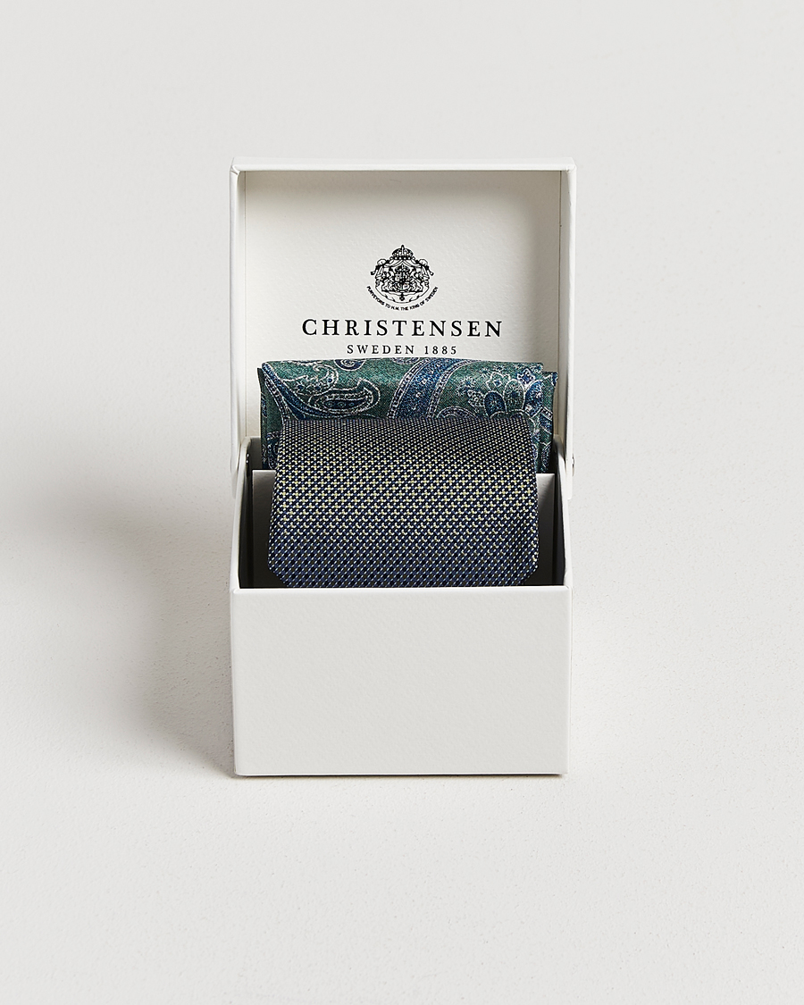 Heren | Stropdassen | Amanda Christensen | Box Set Silk 8 cm Tie And Pocket Square Dark Green