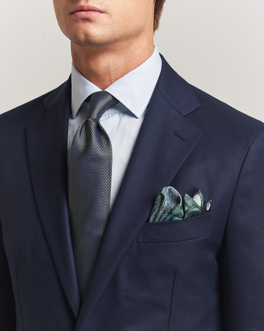 Heren | Stropdassen | Amanda Christensen | Box Set Silk 8 cm Tie And Pocket Square Dark Green