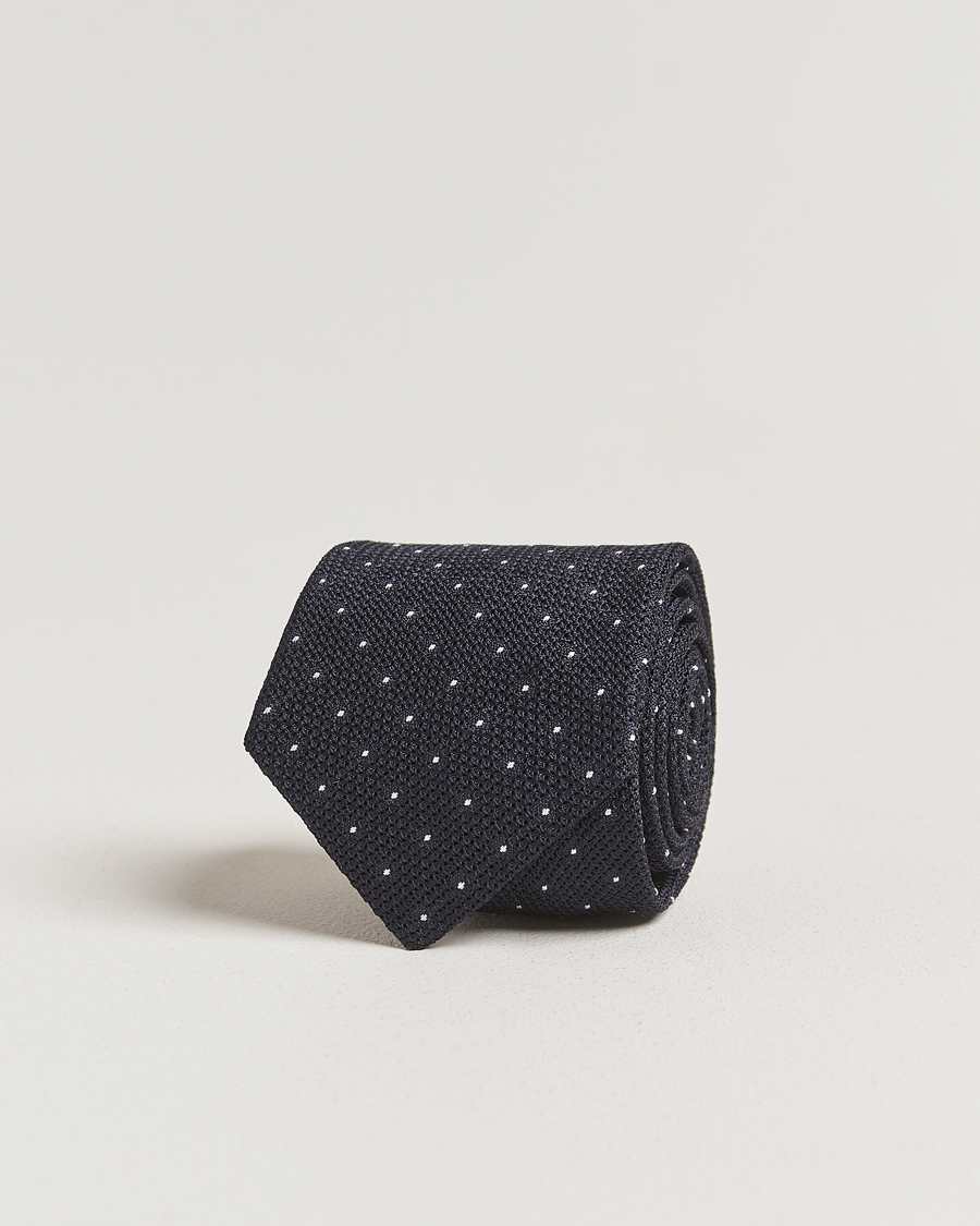 Heren | Stropdassen | Amanda Christensen | Silk Grenadine Dot 8cm Tie Navy