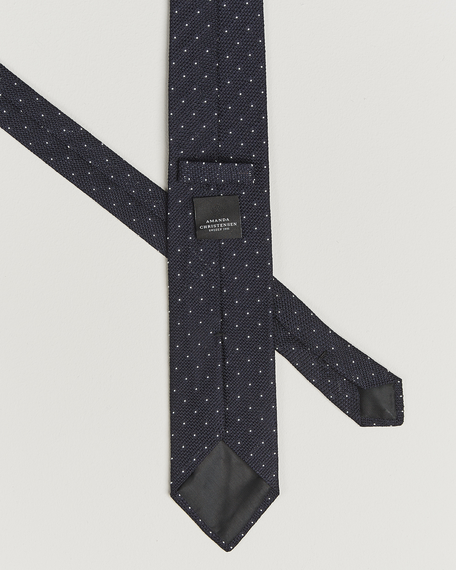 Heren | Stropdassen | Amanda Christensen | Silk Grenadine Dot 8cm Tie Navy