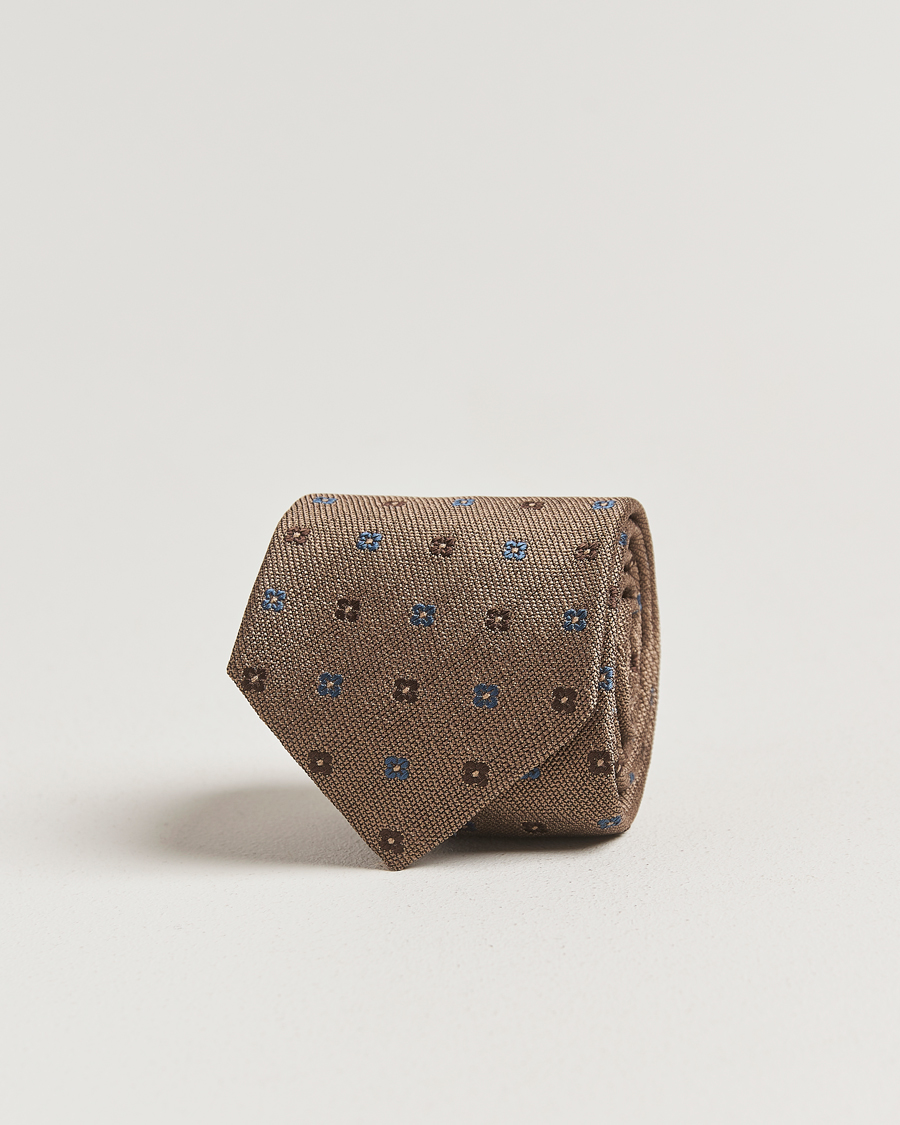 Heren | Stropdassen | Amanda Christensen | Silk Bouclé Flower 8cm Tie Beige