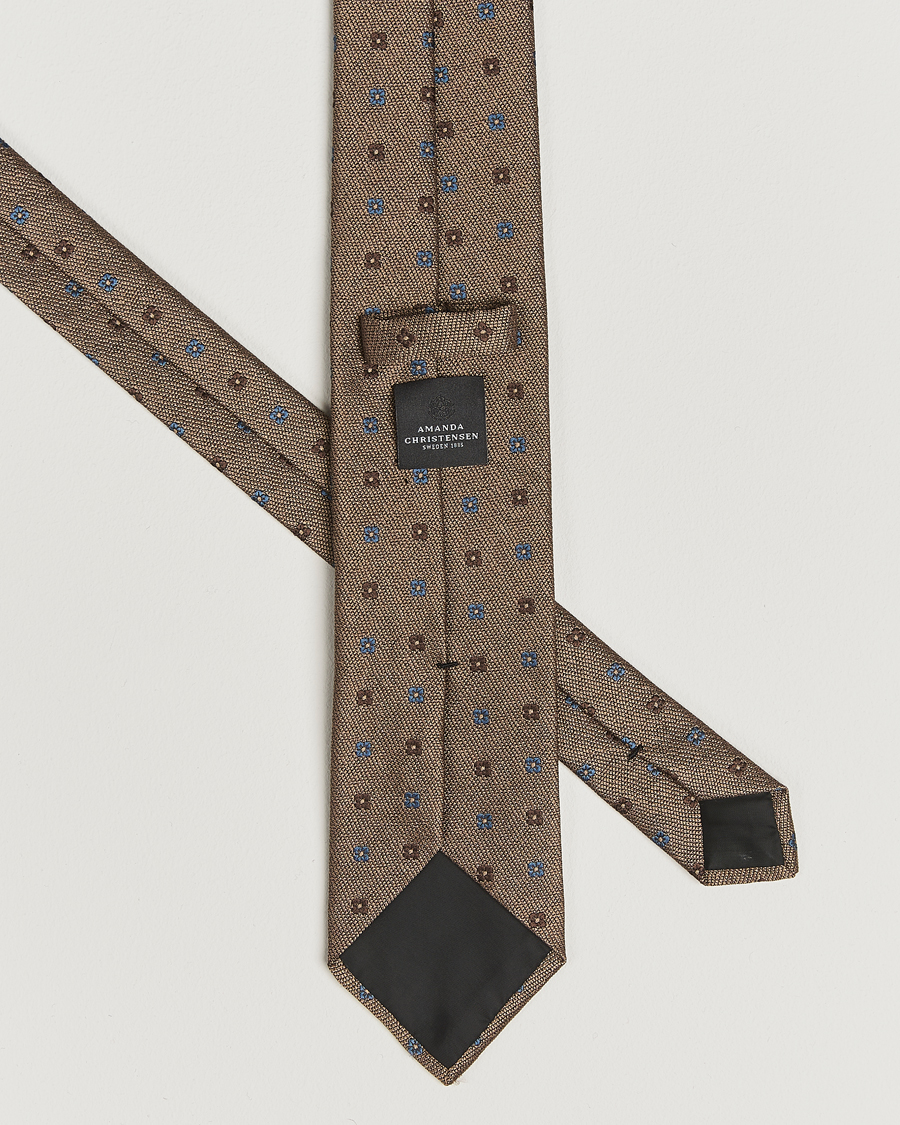 Heren | Stropdassen | Amanda Christensen | Silk Bouclé Flower 8cm Tie Beige