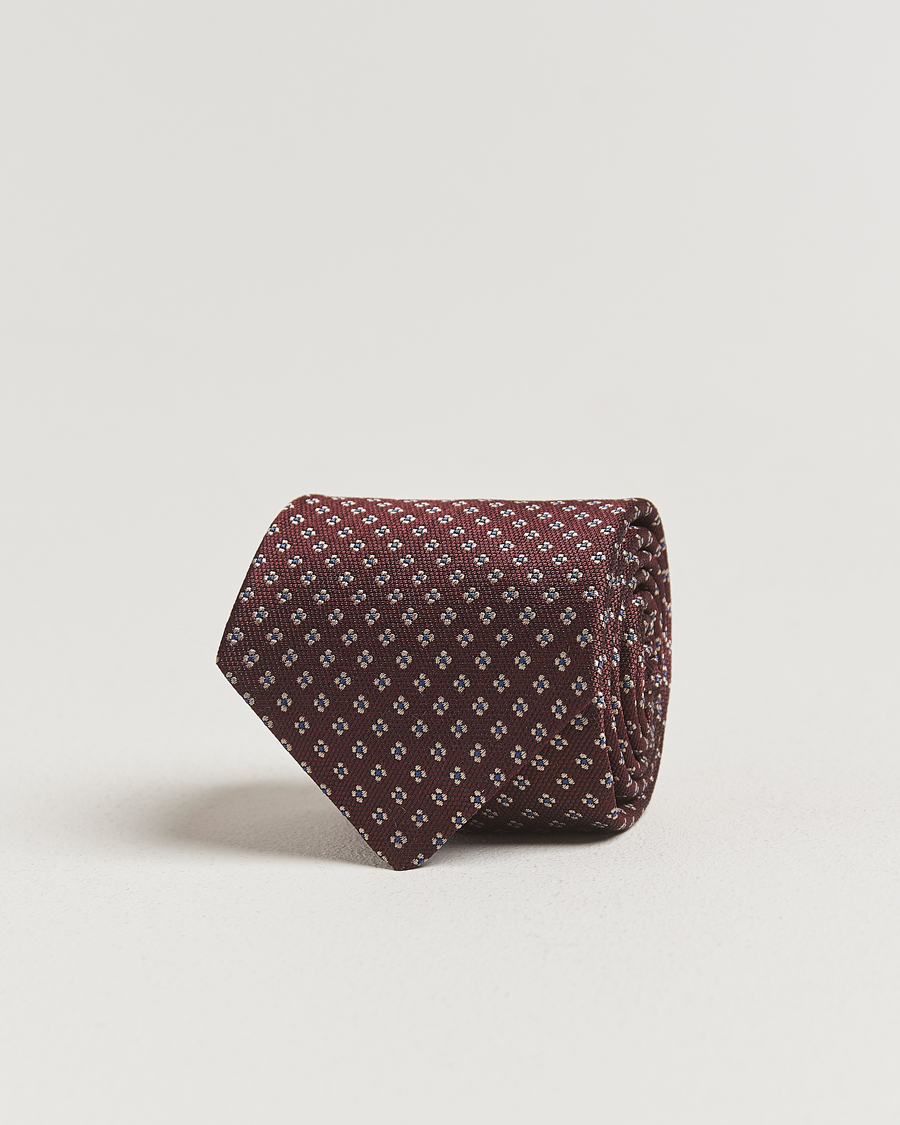 Heren | Stropdassen | Amanda Christensen | Silk Flower 8cm Tie Wine