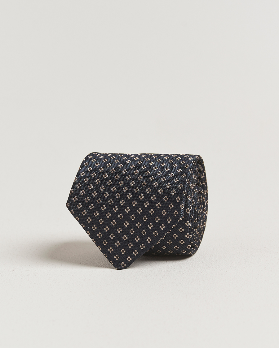 Heren | Stropdassen | Amanda Christensen | Silk Flower 8cm Tie Navy